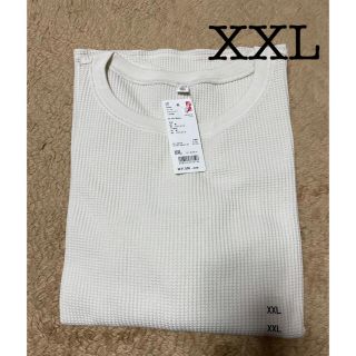 ユニクロ(UNIQLO)の新品　ユニクロ　ワッフルクルーネックT   7分袖　XXL   オフホワイト(Tシャツ(長袖/七分))