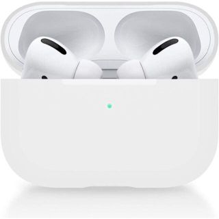 アップル(Apple)のAirPods Pro シリコンケース (白) カナビラ、ダストケース付き(その他)