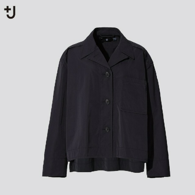 UNIQLO(ユニクロ)のユニクロ　ジルサンダーオーバーサイズシャツジャケット　Sサイズ　ブラック　+J レディースのジャケット/アウター(ナイロンジャケット)の商品写真