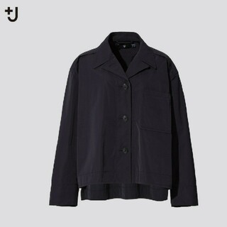 ユニクロ(UNIQLO)のユニクロ　ジルサンダーオーバーサイズシャツジャケット　Sサイズ　ブラック　+J(ナイロンジャケット)