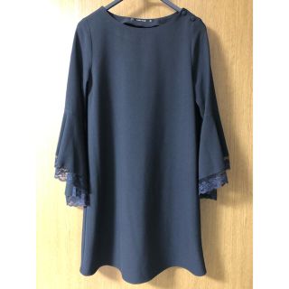 ザラ(ZARA)のZARA ワイドスリーブ ワンピース ブラック(ひざ丈ワンピース)