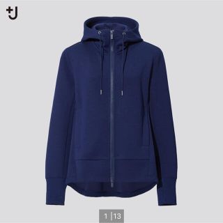 ユニクロ(UNIQLO)のユニクロ　+J ジルサンダー　ドライスウェットフルジップパーカ　M　ブルー(パーカー)