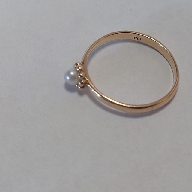 2🍎K10 パールリング イエローゴールド レディースのアクセサリー(リング(指輪))の商品写真