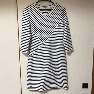 ラコステ(LACOSTE)の【5/2まで】値下げラコステ　ボーダーワンピース　七分袖　マリン(ひざ丈ワンピース)