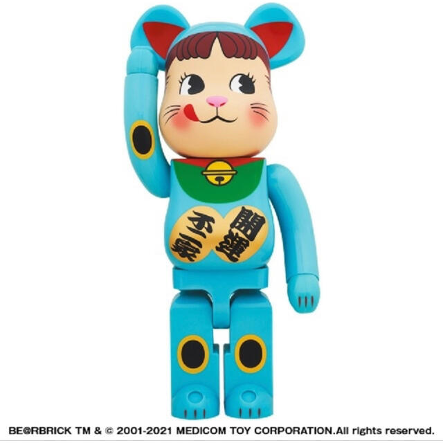 MEDICOMTOYBE@RBRICK 招き猫　ペコちゃん　青蓄光　1000%