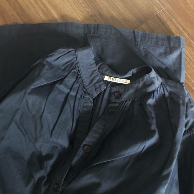 black  crane シャツ ワンピース navy バルーンスリーブ ロング 2