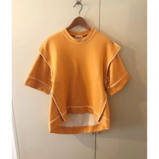 マルニ(Marni)のmarniマルニイエローオレンジボンディングデザイントップスTシャツ変形(カットソー(半袖/袖なし))