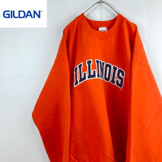 ギルタン(GILDAN)のGILDANギルダンカレッジ刺繍ロゴ切文字スウェットスエットユニセックスオレンジ(スウェット)