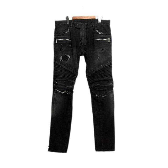 バルマンBALMAIN□ダメージ加工バイカーデニムパンツ 新品本物 www
