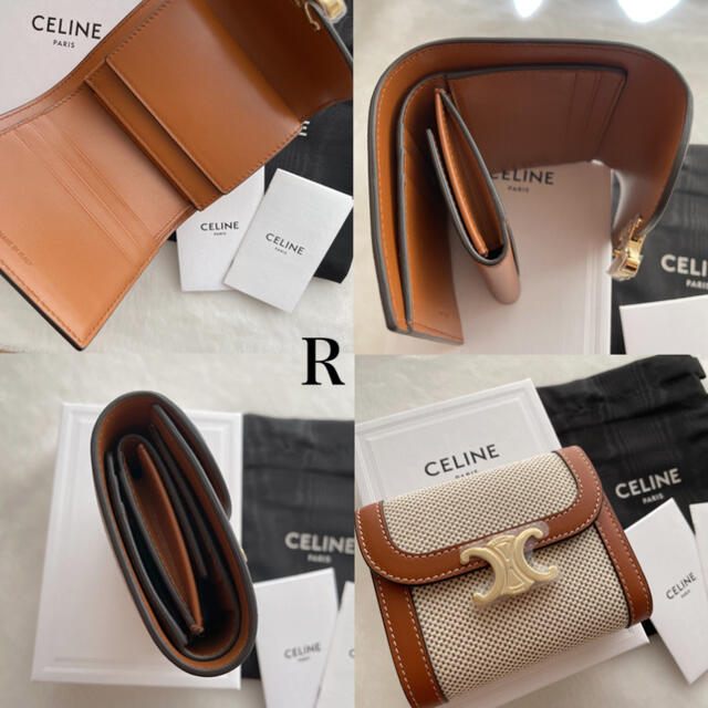 celine(セリーヌ)の新品 CELINE トリオンフ スモールフラップウォレット ホワイト/タン レディースのファッション小物(財布)の商品写真