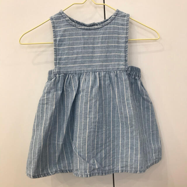 ZARA KIDS(ザラキッズ)の美品　ストライプ柄　デニム　ワンピース　70 75 80  ザラ　ザラベビー キッズ/ベビー/マタニティのベビー服(~85cm)(ワンピース)の商品写真