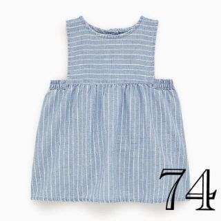 ザラキッズ(ZARA KIDS)の美品　ストライプ柄　デニム　ワンピース　70 75 80  ザラ　ザラベビー(ワンピース)