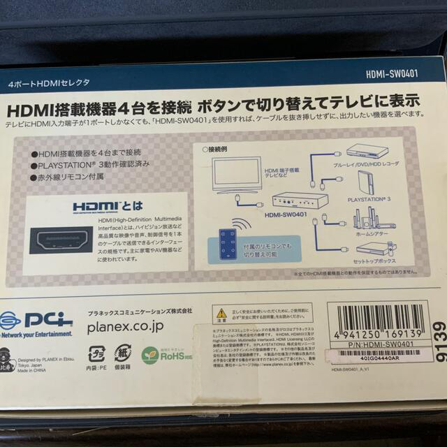 4ポート HDMIセレクタ　HDMI機器4台を切り替え