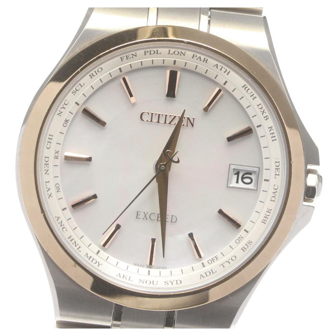 ☆良品 箱保付き【CITIZEN】シチズン エクシード デイト CB1034-50A ソーラー電波 メンズCB1034-50Aシリアル