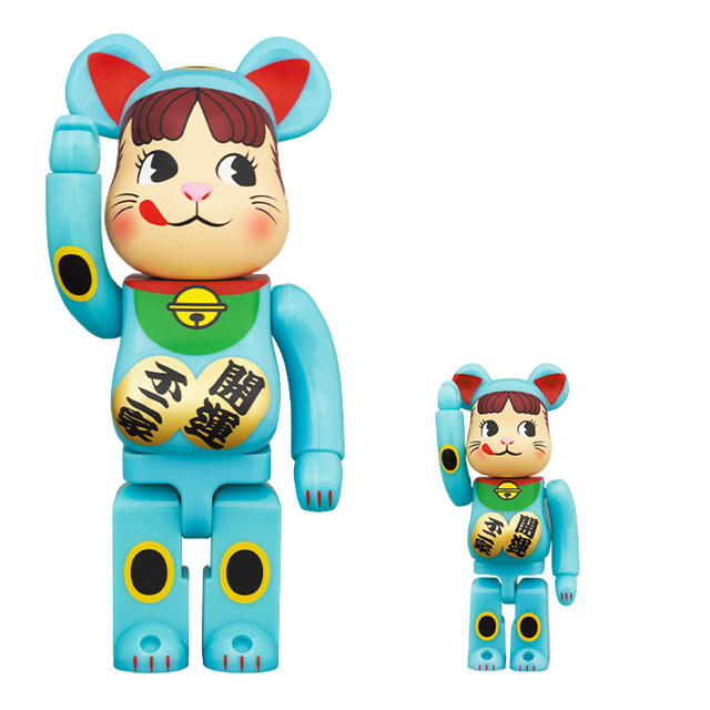 その他BE@RBRICK 招き猫 ペコちゃん 青蓄光 100％ ＆ 400％