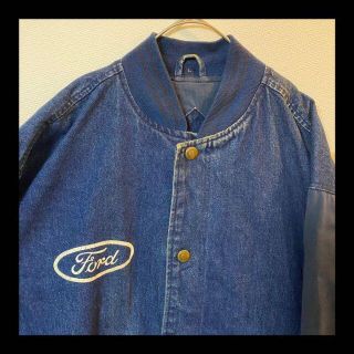 90s Ford / フォード　企業　自動車　デニムスタジャン　希少配色(スタジャン)