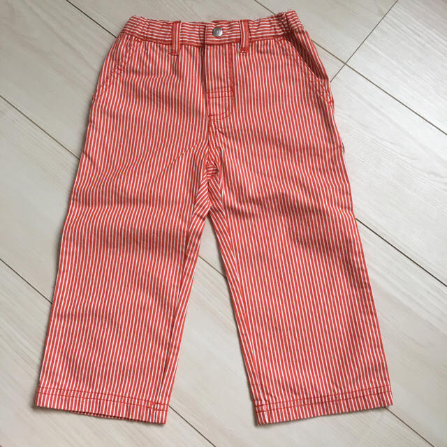 PETIT BATEAU(プチバトー)のプチバトー 24m/86cm 赤ストライプパンツ キッズ/ベビー/マタニティのキッズ服男の子用(90cm~)(パンツ/スパッツ)の商品写真