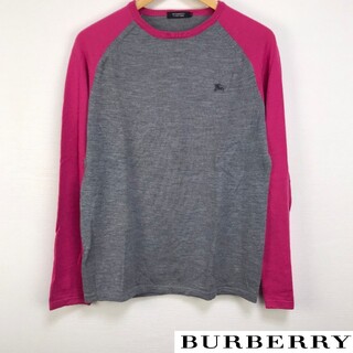 バーバリーブラックレーベル(BURBERRY BLACK LABEL)の美品 BURBERRY BLACK LABEL 長袖ニット グレー サイズ3(ニット/セーター)