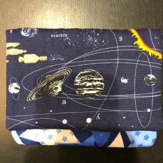 ハンドメイド　移動ポケット（宇宙ネイビー　マグネットホック付き）(外出用品)