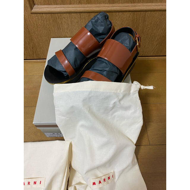 新品 Marni マルニ サンダル ブラウン プラットフォーム スポーツサンダル