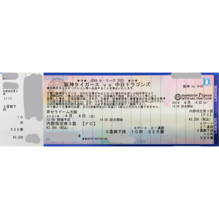 ハンシンタイガース(阪神タイガース)の4月4日(日) 阪神vs中日　京セラドーム(野球)
