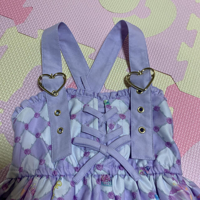 エコネコ　編み上げジャンパースカート　ワンピース　パープル キッズ/ベビー/マタニティのキッズ服女の子用(90cm~)(ワンピース)の商品写真