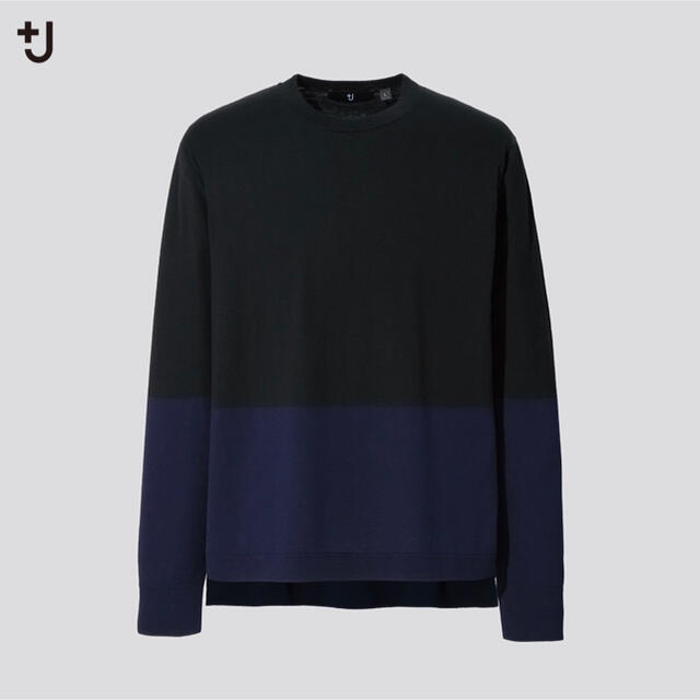 UNIQLO＋J シルクコットンクルーネックセーター カラーブロック 黒 L ...