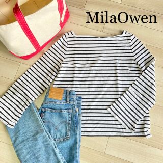 ミラオーウェン(Mila Owen)の【MilaOwenフレアスリーブボーダートップス】(カットソー(長袖/七分))