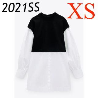 ザラ(ZARA)の＊2021SS＊ZARA コントラスト素材 ポプリントップス(シャツ/ブラウス(長袖/七分))