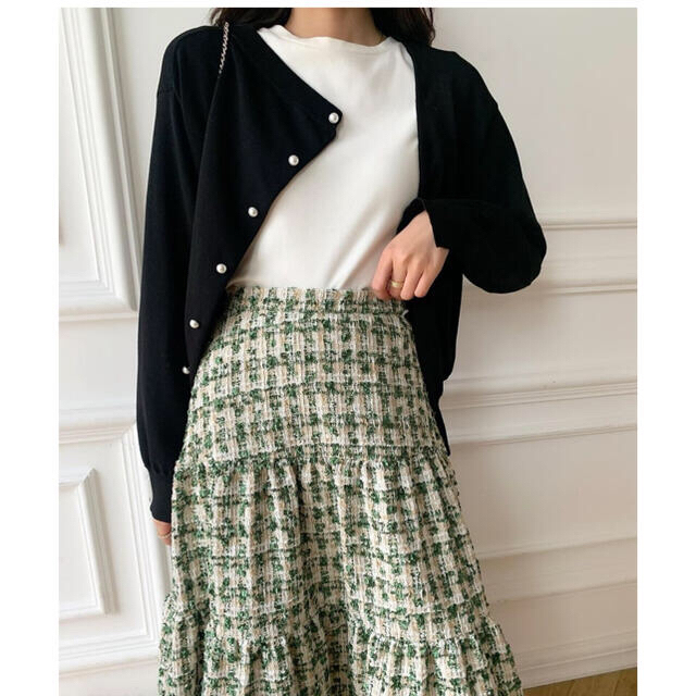 BIRTHDAYBASH  TWEED MIDI SKIRT GREEN