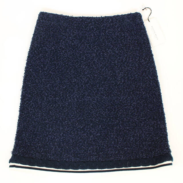 MORABITO(モラビト)の新品 オースチンリード 40 スカート ニット リボンヤーン 紺 銀ラメ 11号 レディースのスカート(ひざ丈スカート)の商品写真