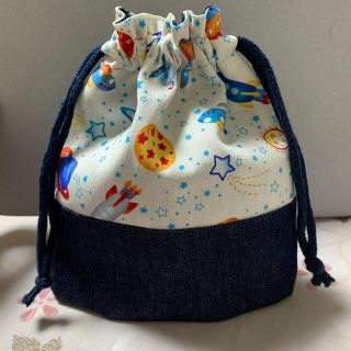 コップ袋　巾着袋☆ロケット柄☆ハンドメイド(その他)