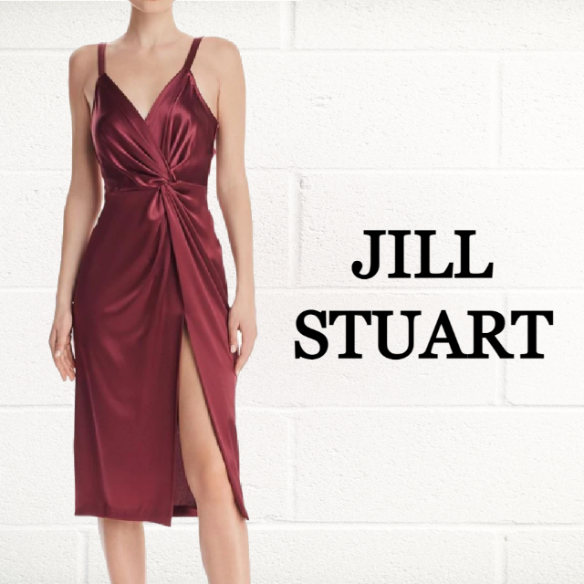 ★SALE☆【JILLSTUART】サテンツイスト-フロントスリップドレス