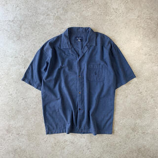 ノーティカ(NAUTICA)のNAUTICA cotton shirt 開襟シャツ ブルー ワンポイント　刺繍(シャツ)
