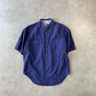 トミーヒルフィガー(TOMMY HILFIGER)の90s Tommy Hilfiger  shirt 半袖 ネイビー ワンポイント(シャツ)