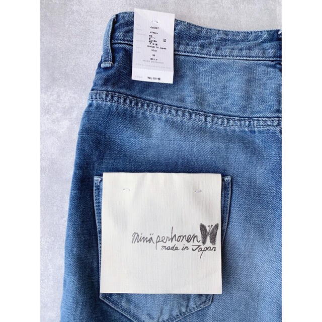 新品 ミナペルホネン always テーパードデニム 38 シャドーパッチワーク
