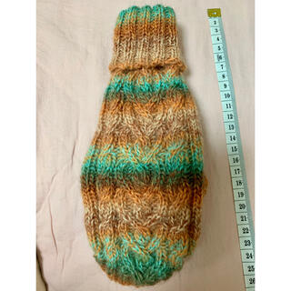 手編み犬用ハート模様セーター ハンドメイドアラン編み(ペット服/アクセサリー)