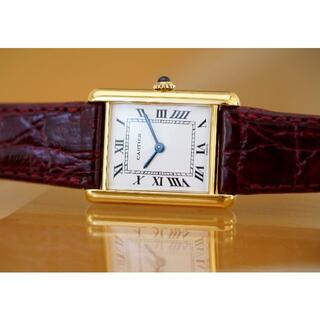カルティエ(Cartier)の美品 カルティエ マスト タンク ホワイト ローマン 手巻き LM(腕時計(アナログ))