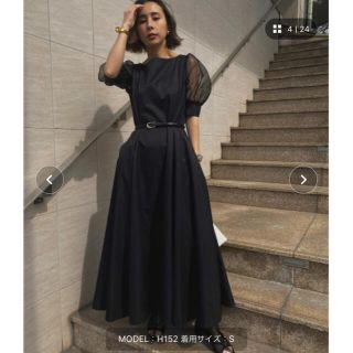 アメリヴィンテージ(Ameri VINTAGE)のSHEER PUFF SLEEVE DRESS(ロングワンピース/マキシワンピース)