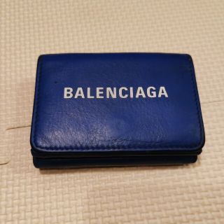 バレンシアガ(Balenciaga)の美品 バレンシアガ BALENCIAGA ミニ財布 三つ折り財布 レザー ブルー(財布)