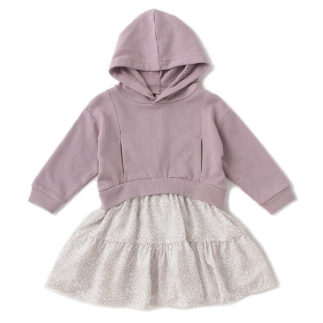 petit main(プティマイン)のプティマイン  裏毛　パーカードッキングワンピース キッズ/ベビー/マタニティのキッズ服女の子用(90cm~)(ワンピース)の商品写真