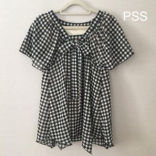 ニッセン(ニッセン)のギンガムチェック 変形トップス（PSS）(シャツ/ブラウス(半袖/袖なし))