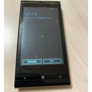 トウシバ(東芝)のau windowsフォンIS12T  ブラック　中古(スマートフォン本体)