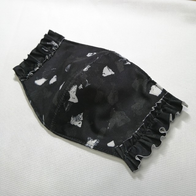 THE MASK(マスク)の《訳あり》ブラック　フリル　薄手　スボーツニット　日本製ダブルガーゼ　インナー ハンドメイドのハンドメイド その他(その他)の商品写真