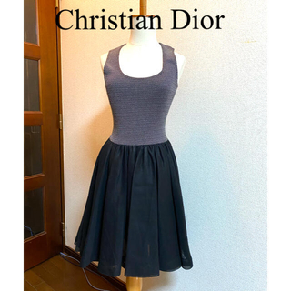 クリスチャンディオール(Christian Dior)の美品 Christian Dior 上品なフェミニンワンピース(ひざ丈ワンピース)