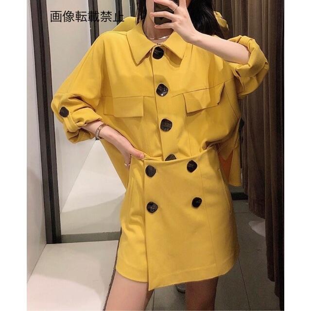 ZARA(ザラ)の🌼春新作💐3895◆yellow イエロー トップス パンツ セットアップ レディースのジャケット/アウター(ノーカラージャケット)の商品写真