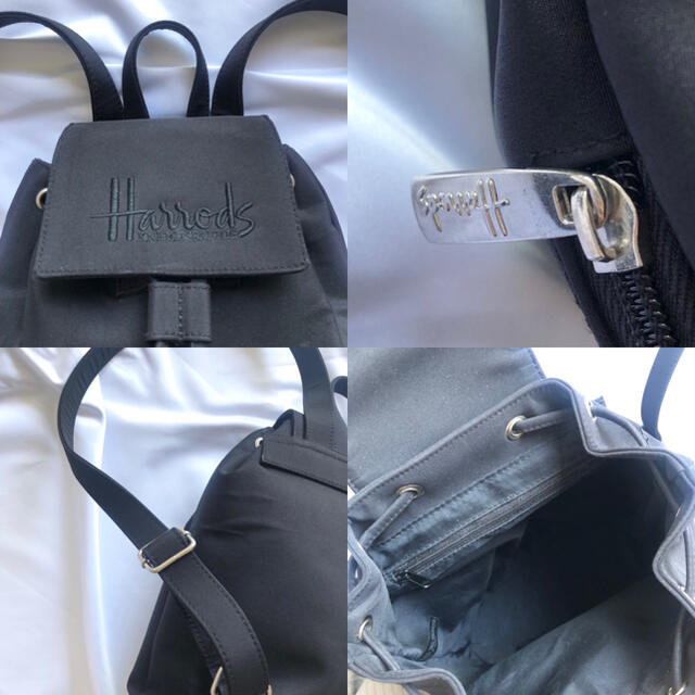 Harrods(ハロッズ)のハロッズ harrods リュック 黒 ブラック 小さめ ロゴ レディースのバッグ(リュック/バックパック)の商品写真