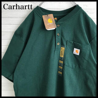 カーハート(carhartt)の【新品未使用】カーハート☆刺繍ロゴ ヘンリーネック Tシャツ M L XLあり(Tシャツ/カットソー(半袖/袖なし))