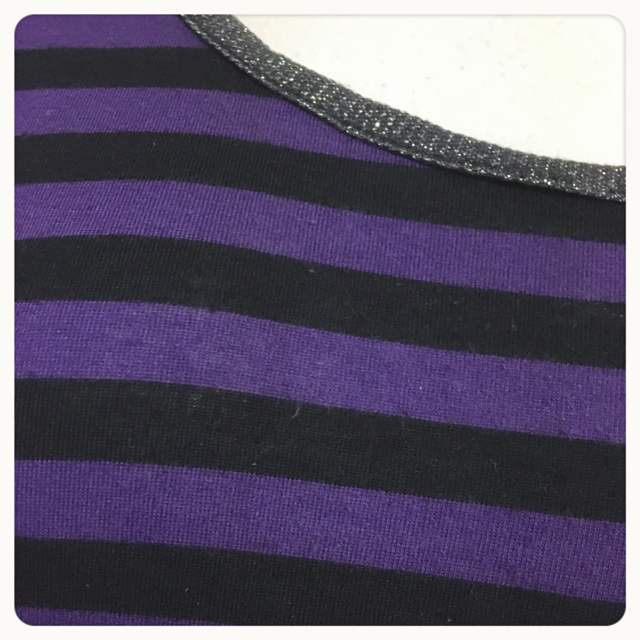 EXOCET]ボーダーラメロングTシャツ黒紫 ロンＴ 長袖 カットソー 袖長めの通販 by 163's shop｜ラクマ