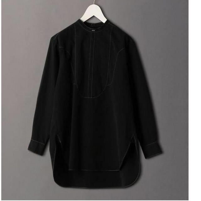 BEAUTY&YOUTH UNITED ARROWS(ビューティアンドユースユナイテッドアローズ)のROKU BAND COLLAR SHIRT/シャツ　黒シャツ レディースのトップス(シャツ/ブラウス(長袖/七分))の商品写真